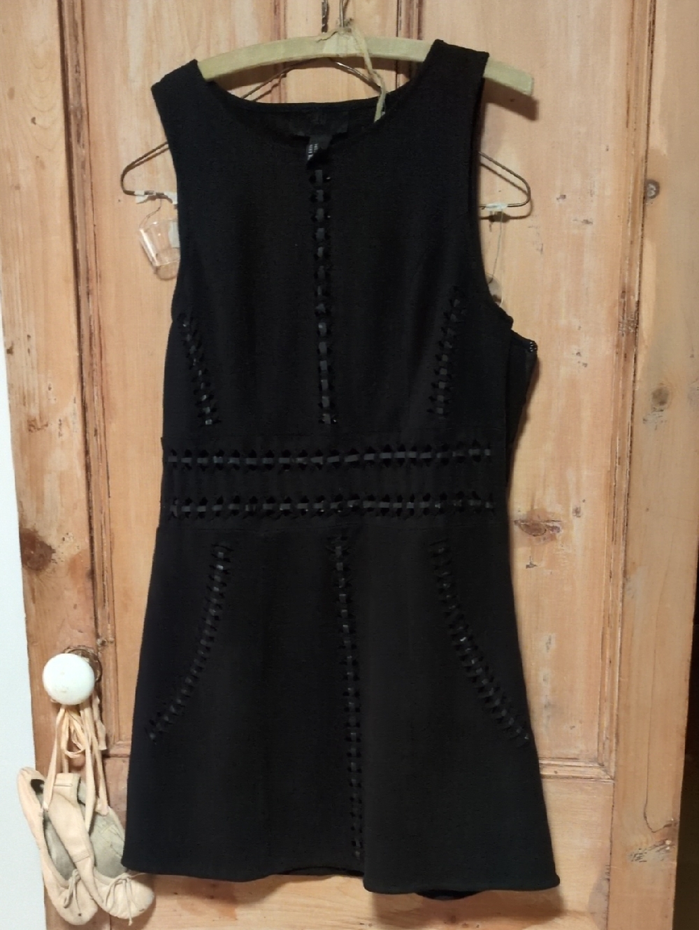 H&M Black Sleeveless Mini Dress with Cutout Trim